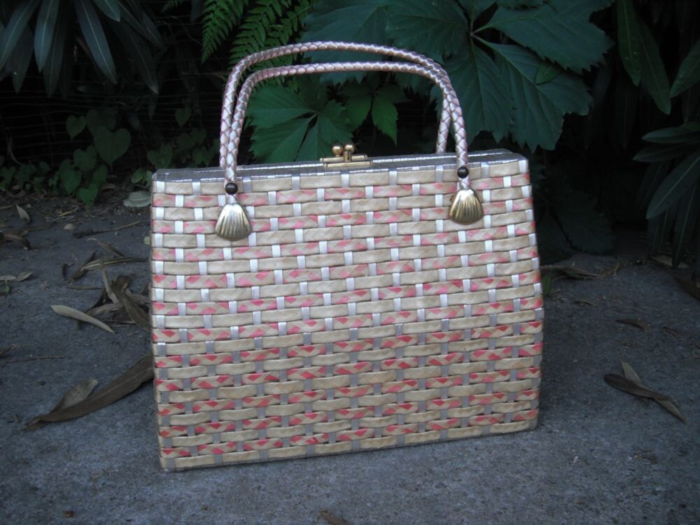 Vintage Basket Weave Purse Straw Look Handbag Summer Purse