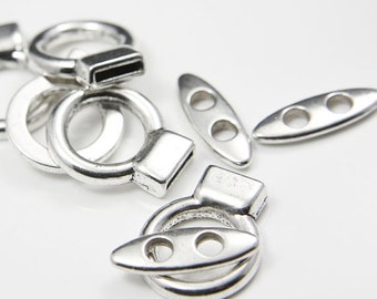 4 Sets Oxidized Silver Tone Base Metal Toggle Clasps (15340Y-K-172A)