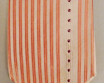 Designer Daniel HECHTER Neck TIE SILK Brocade metal Grommets Pink and White 1980s Dead Stock 60 x 3plus in