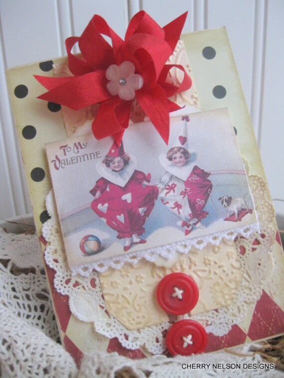 vintage style valentine children and puppy toy card to my