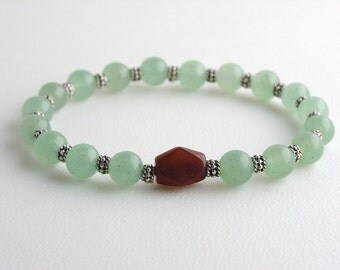 Men's Bracelet in Light Green Aventurine and Brown Horn / Cool Guys Bracelet / Fab Men's Gift / Dude Bro Bracelet / Bohemian / Funky / Hip
