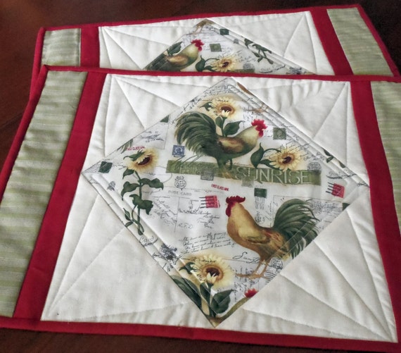 Rooster Quilted Placemats
