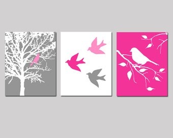 Set of Two 8x10 Prints Birds and Trees Perfect for