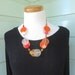 Resin bead double layer necklace in Hot Pink, Orange and Frost White coins