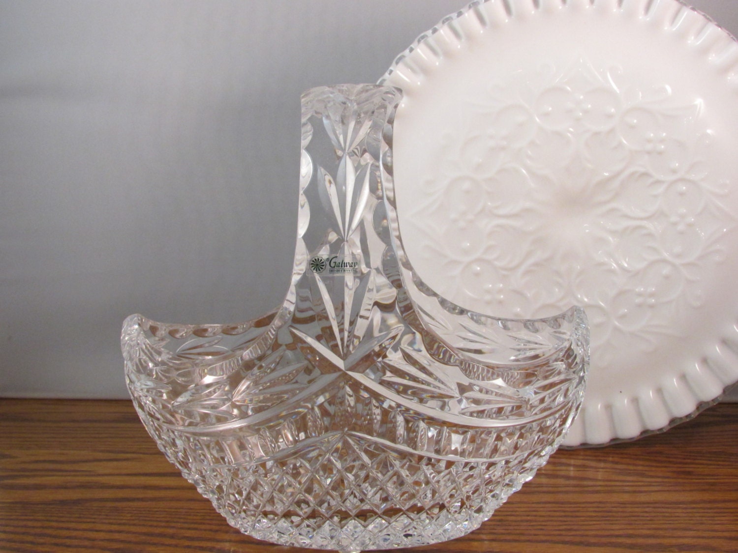 Vintage Galway Irish Crystal Glass Basket Crystal Easter