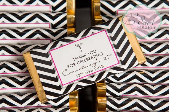 Black and White CHEVRON 21st Birthday Party Printable Candy Bar Wrappers Il_570xn