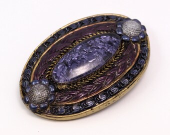 Vintage Purple Belt, 1 Vintage Purple Handcraft Belt Buckle (95x63mm) - Made In Germany