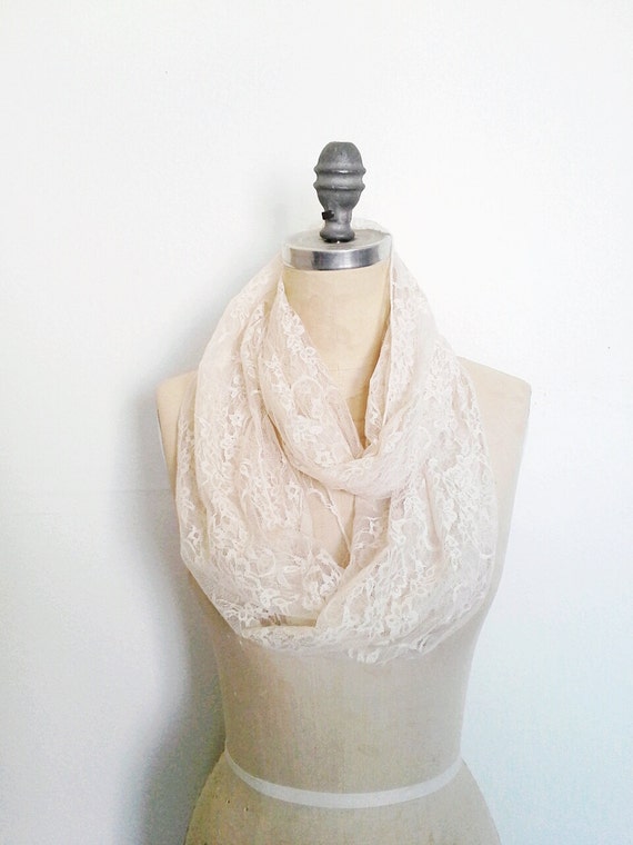 Ivory Lace Infinity Scarf