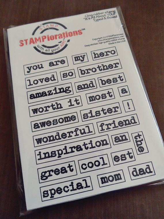 Cling Rubber Stamp - It's All About YOU Boxed and Typed Words STAMPlorations(tm) - Rubber stamping Cardmaking Scrapbooking