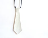White Tie Necklace. Mini Canvas Pendant. UV protected. Original Painting. Adjustable Chain. Handmade by Calico City