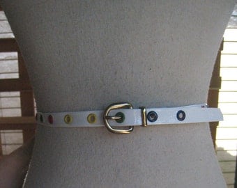 Cute 50s VINYL SKINNY Belt With Colored DOTS 1950s