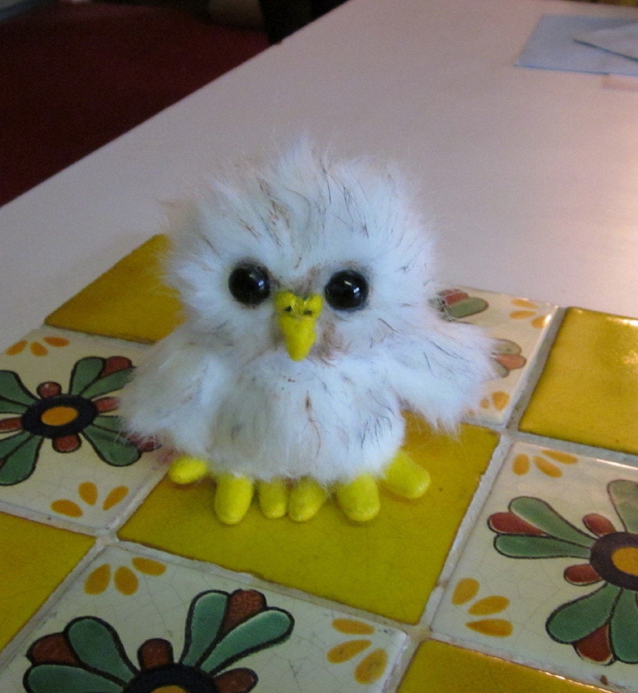 White Baby Owl Plush miniature stuffed animal Made to Order