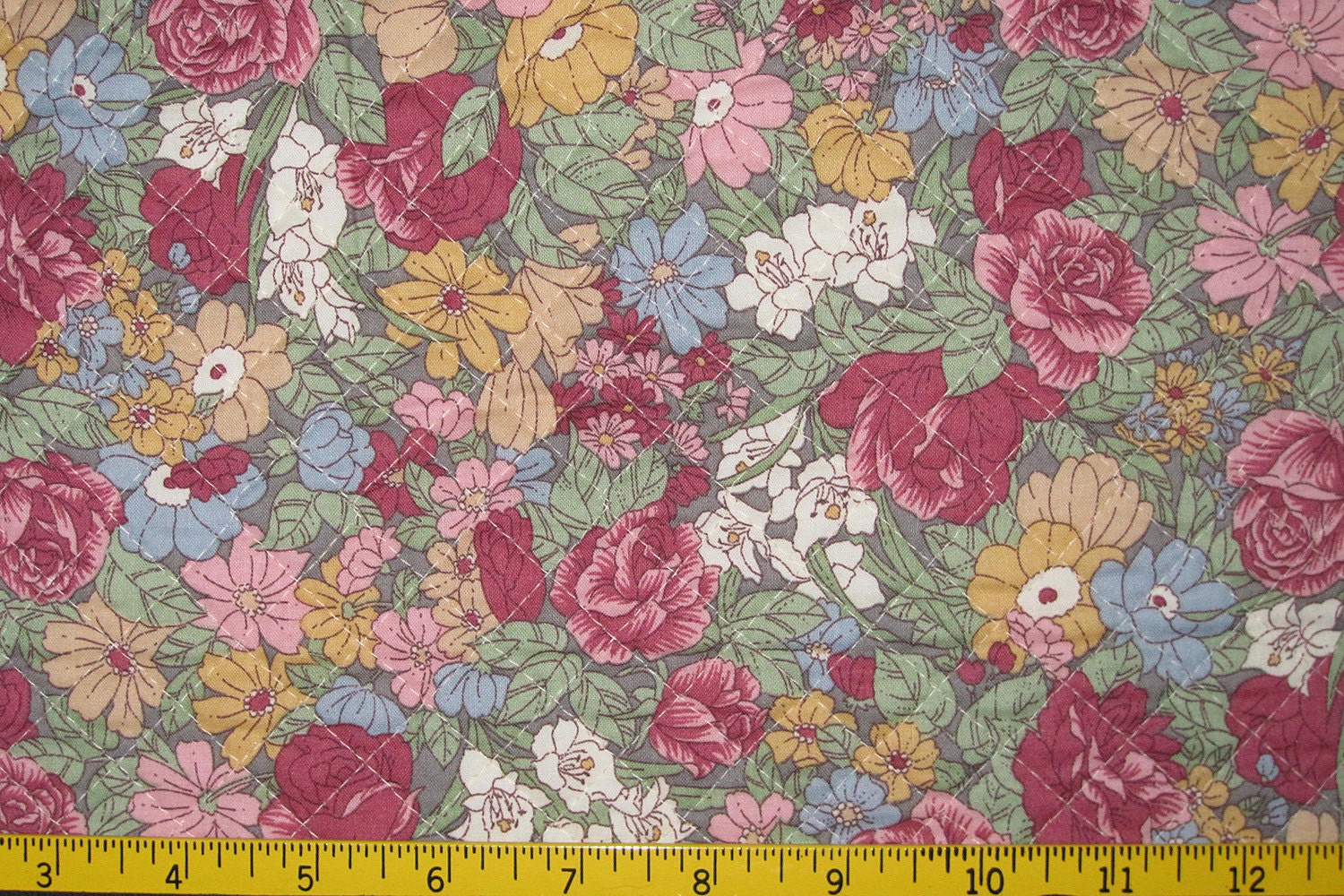 Pre Quilted Fabric Half Meter Cut Floral by MrsStitchesDesigns