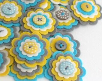 EVIE Felt Flower Applique, Handmade Felt Embellishments, Flower Applique, Felt Embellishment, Felt Wedding Flowers, Hair Clip Flowers,