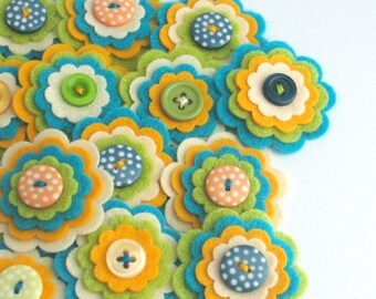 COOPER x 3 Handmade Felt Flower Embellishments, Flower Appliques, Scrapbook Journal Felt Embellishments, Felt Blooms, Kids Craft Flowers