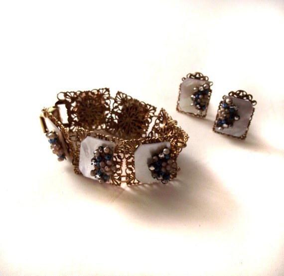 50s 60s Costume Jewelry Set / Vintage Filigree by judygovintage