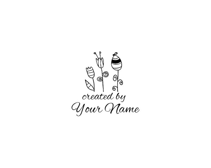 Handle Mounted or Cling Personalized Name custom made rubber stamps C65