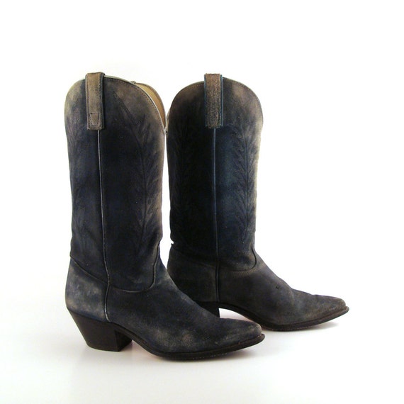 mens blue suede cowboy boots