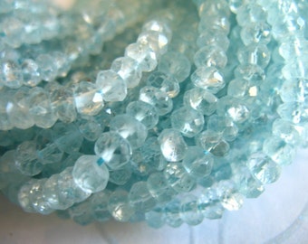 Shop Sale... AQUAMARINE Rondelles Beads, 1/2 Strand, 2.5-3 mm, Luxe AAA, Soft Aqua Blue, march birthstone brides bridal wholesale sa 25 solo