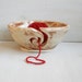 Large Knitting Bowl in Rustic Creamy White and Rust Glaze - Spiral Ceramic Yarn Bowl - Handmade Pottery