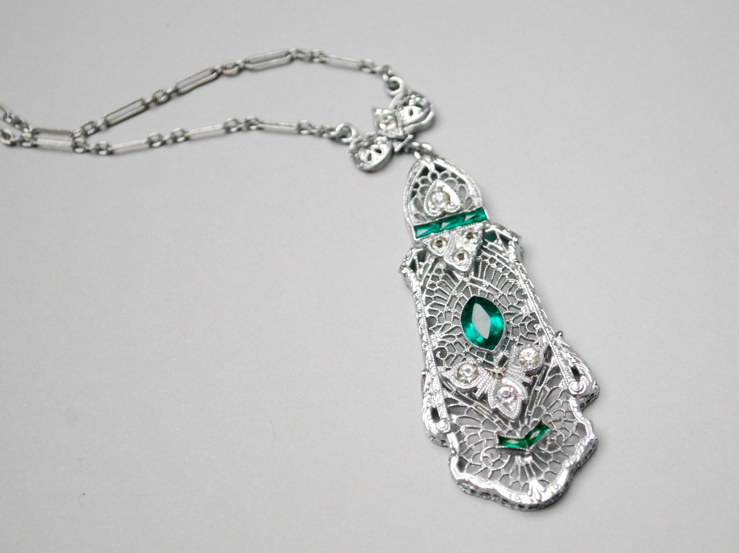 vintage 1920s art deco filigree necklace (With images) | Art deco ...