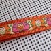 Owls on Orange and Pink, Wrist Keychain Fob