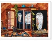 Art Print Still Life Owl Bird Attic Moon Artist Studio Art Giclee from Original Oil Painting The White Owl by k Madison Moore Art Print Still Life Owl Bird Attic Moon Artist Studio Art Giclee from Original Oil Painting The White Owl by k Madison Moore