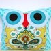 Discount 20% /AQUA owl pillow/ Amy Butler French Wallpaper out of print owl pillow/home decor/ large size/ready to ship
