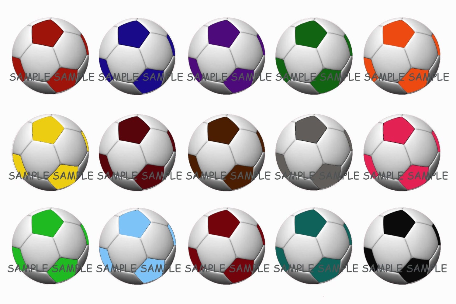 INSTANT DOWNLOAD...Editable MultiColored Soccer Ball..... 1