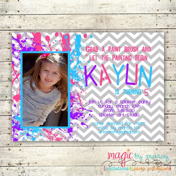 Splatter Art Party Printable Invitations perfect for a birthday or playdate Il_570xn