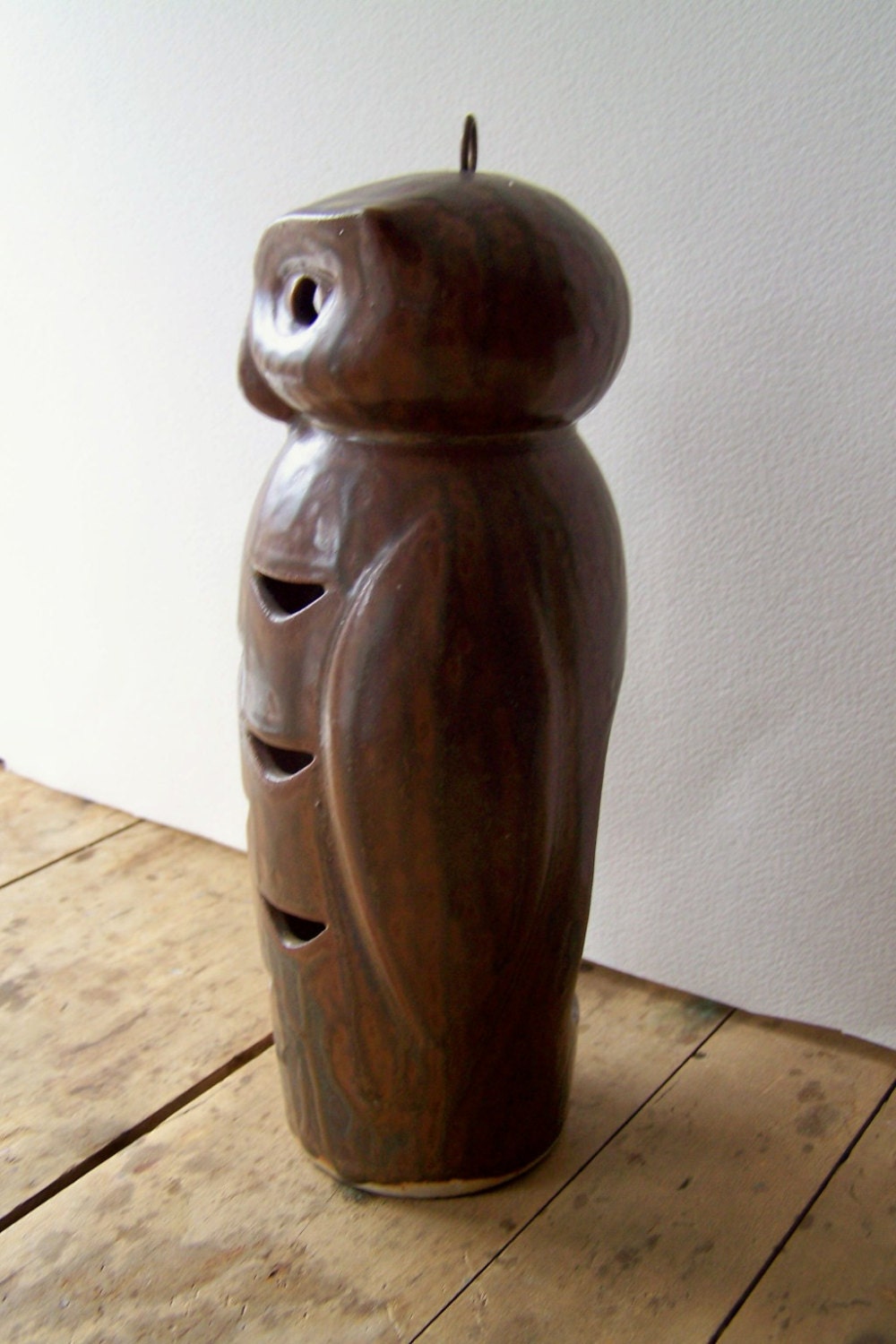 Vintage Ceramic Owl Lantern Mid Century Appeal