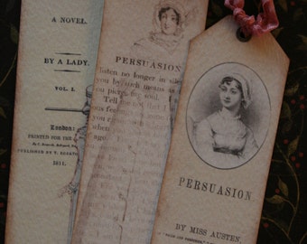 Jane Austen,Persuasion Bookmarks or tags set of 6