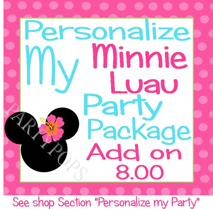 Digital Minnie Mouse Luau Party Package Minnie Mouse Luau