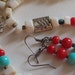 Mother of Pearl, Creamy White Bead Chips, Red Turquoise Glass Round Beads, Choker, Necklace with Earrings, Affordable Jewelry