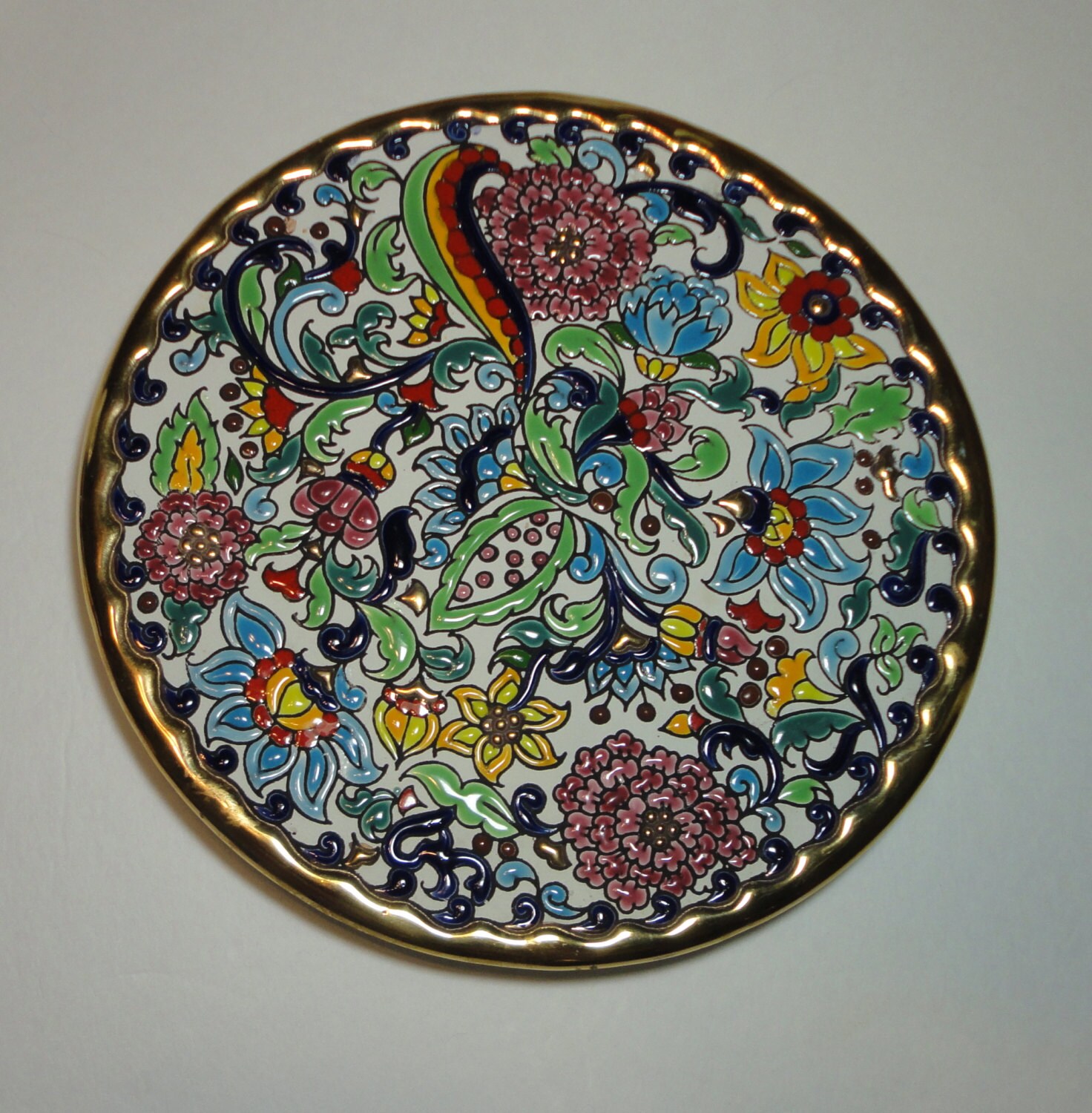 Vintage Hand painted Decorative Plate . Artecer. Spain