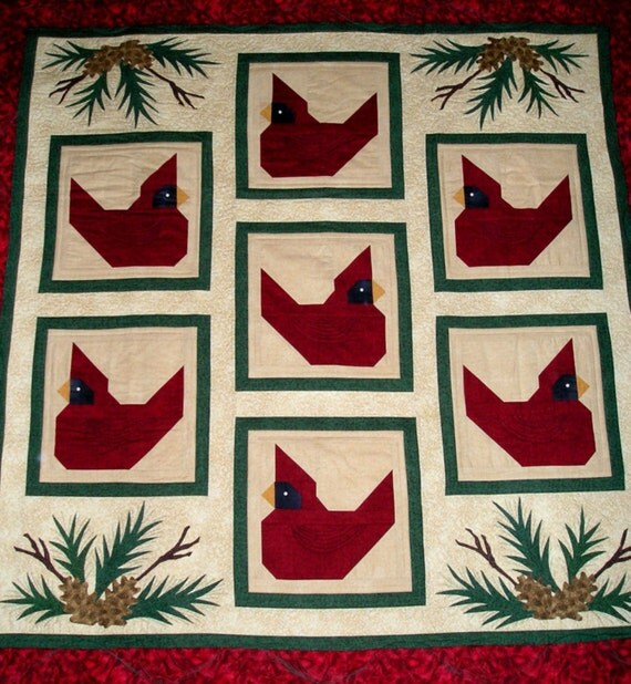 Finished & Quilted Hand-made Quilt Cardinal Winter's