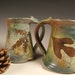 Green Leaf stoneware coffee mugs tea mugs 10 to 12 ounce wheelthrown valentine gift