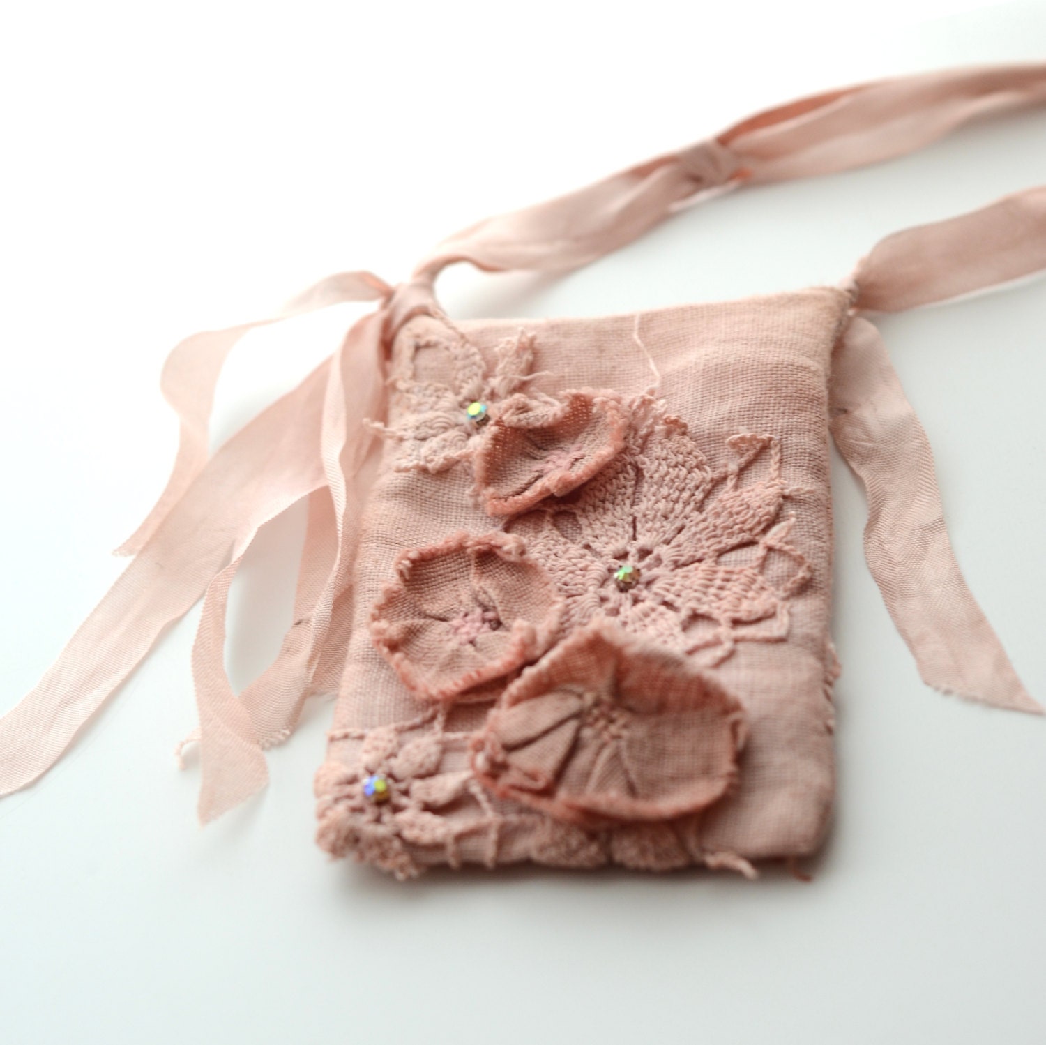 Dusty Rose cell phone case pouch necklace by GypseeArt on Etsy