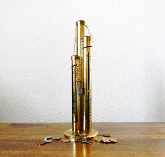 Vintage Brass Coin Sorter with Lock and Key