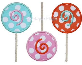 628 Lollipop Trio Machine Embroidery Applique Design