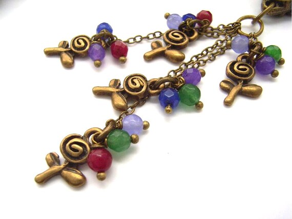 Flower purse bag charm vintage style bronze by BlueForestJewellery