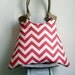 Coral chevron tote bag with jute