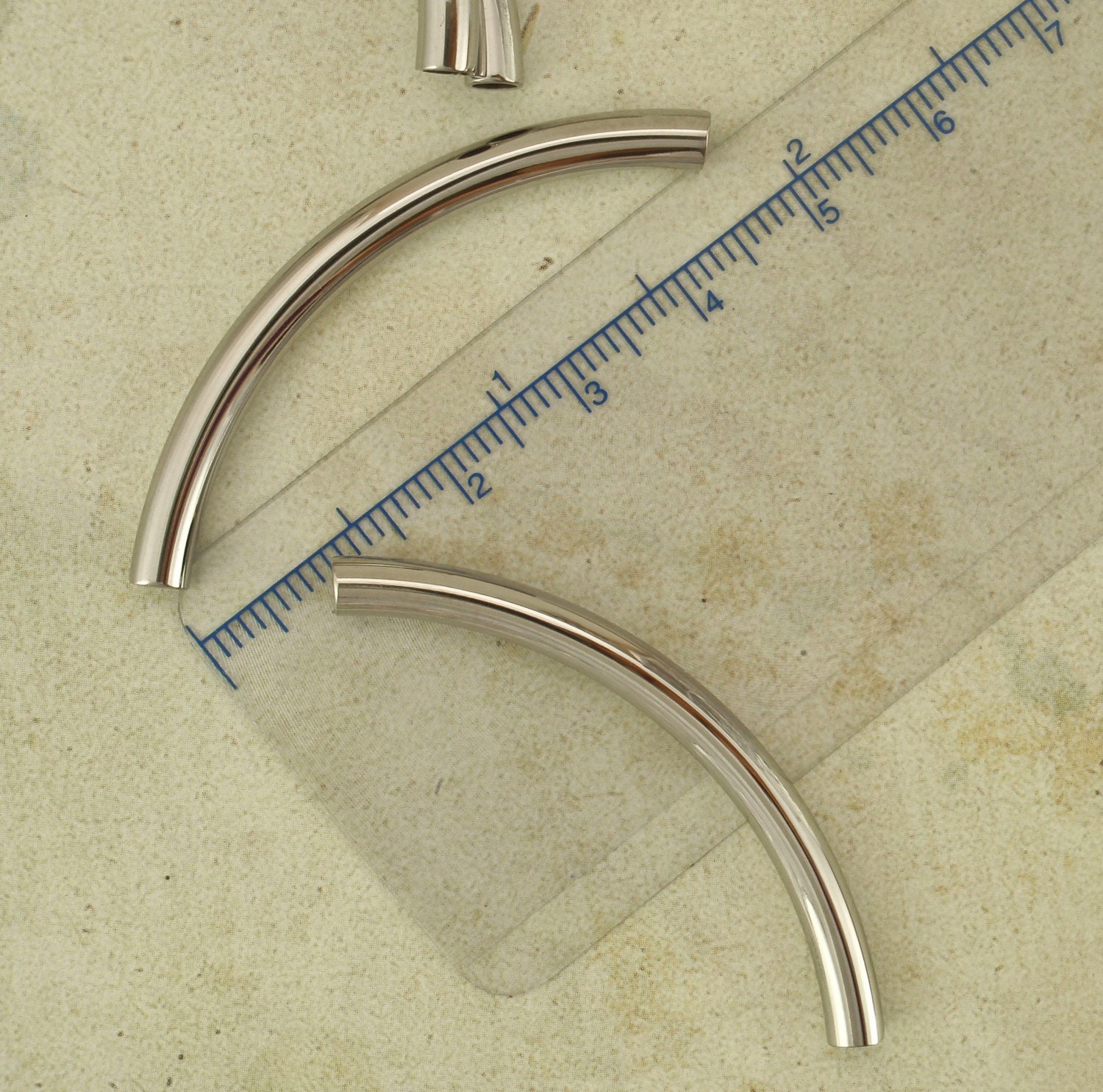 2 Stainless Steel CURVED Tube Beads 49mm x 4mm