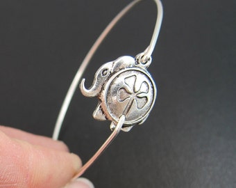 Elephant Charm Bracelet, 4 Leaf Clover, Good Luck Bracelet, Good Luck Jewelry, Good Luck Elephant Bracelet, Lucky Bracelet, Lucky Jewelry
