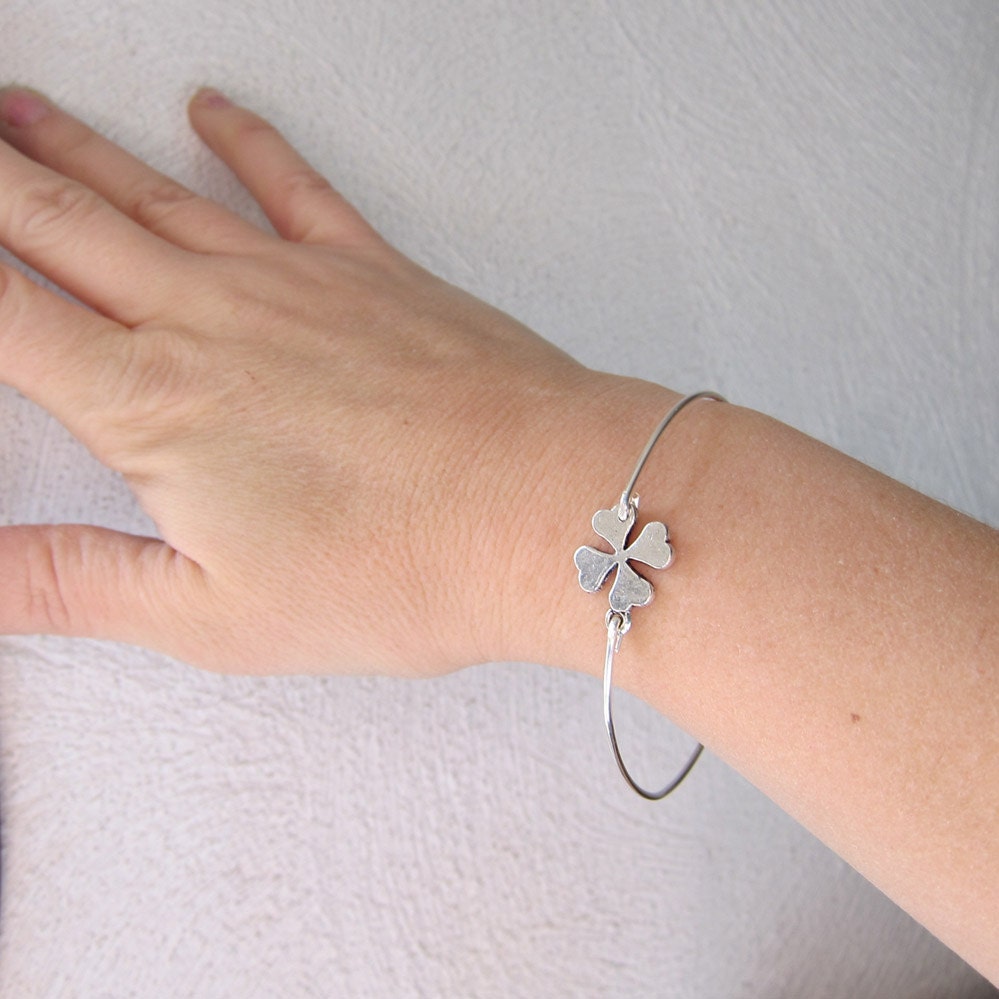 Silver 4 Leaf Clover Bracelet Good Luck Charm Bracelet Irish