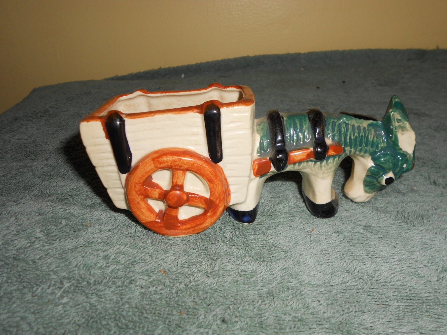 Donkey Pulling a Cart Planter Occupied Japan