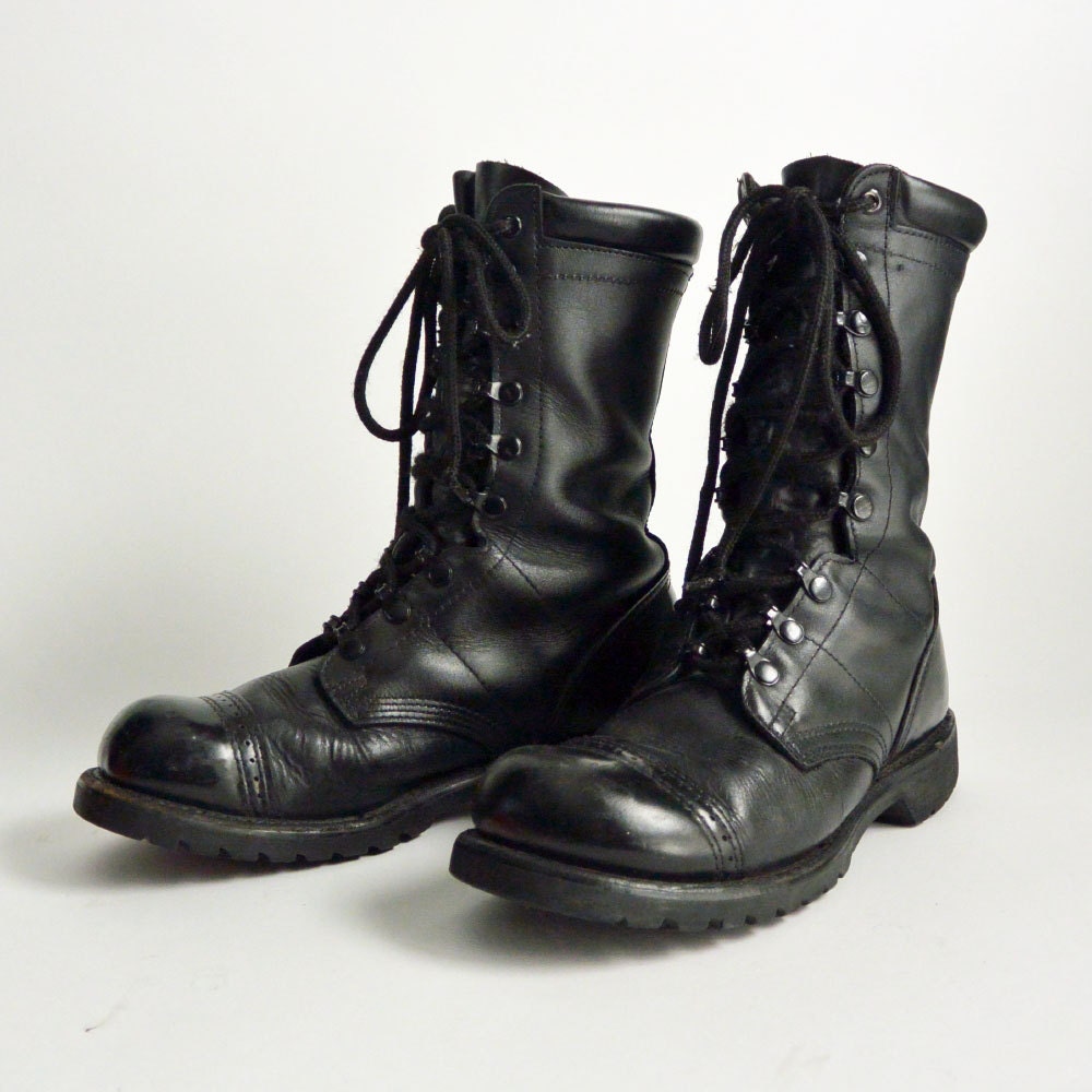 Vintage Military Lace Up Hipster Boots / CORCORAN Black