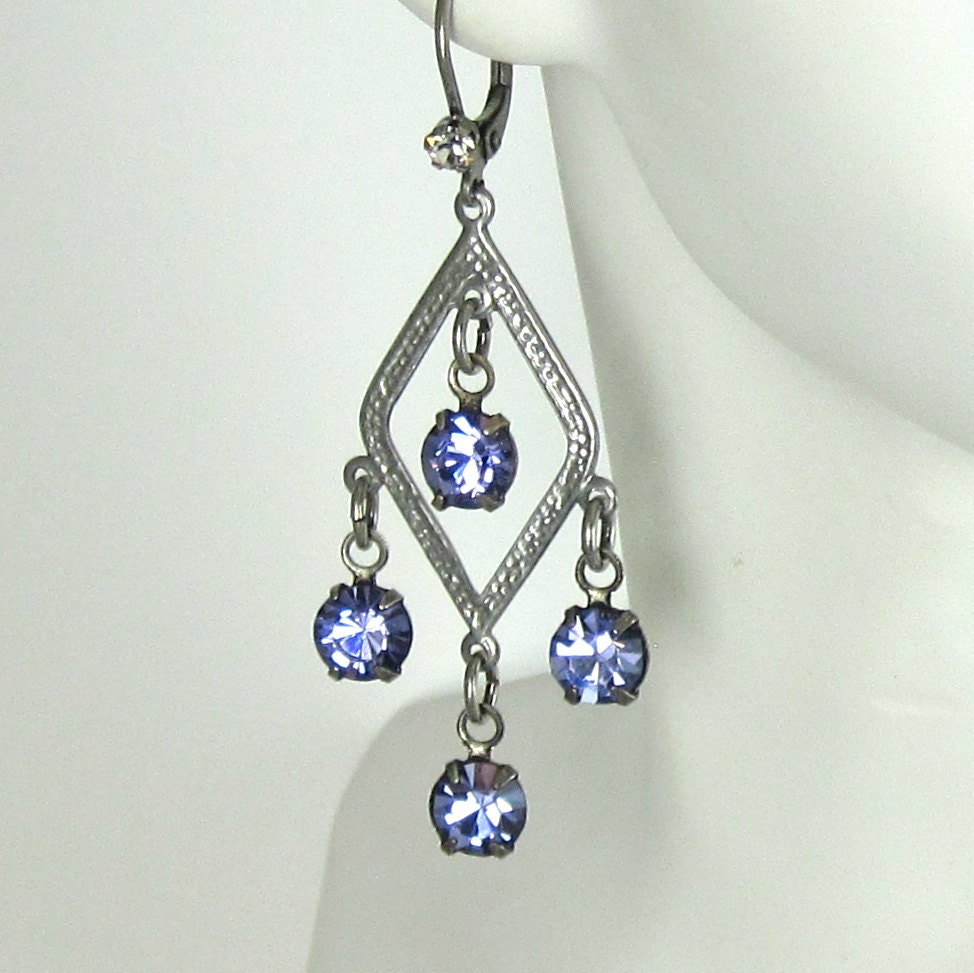 Purple Chandelier Earrings Silver Tanzanite Crystal