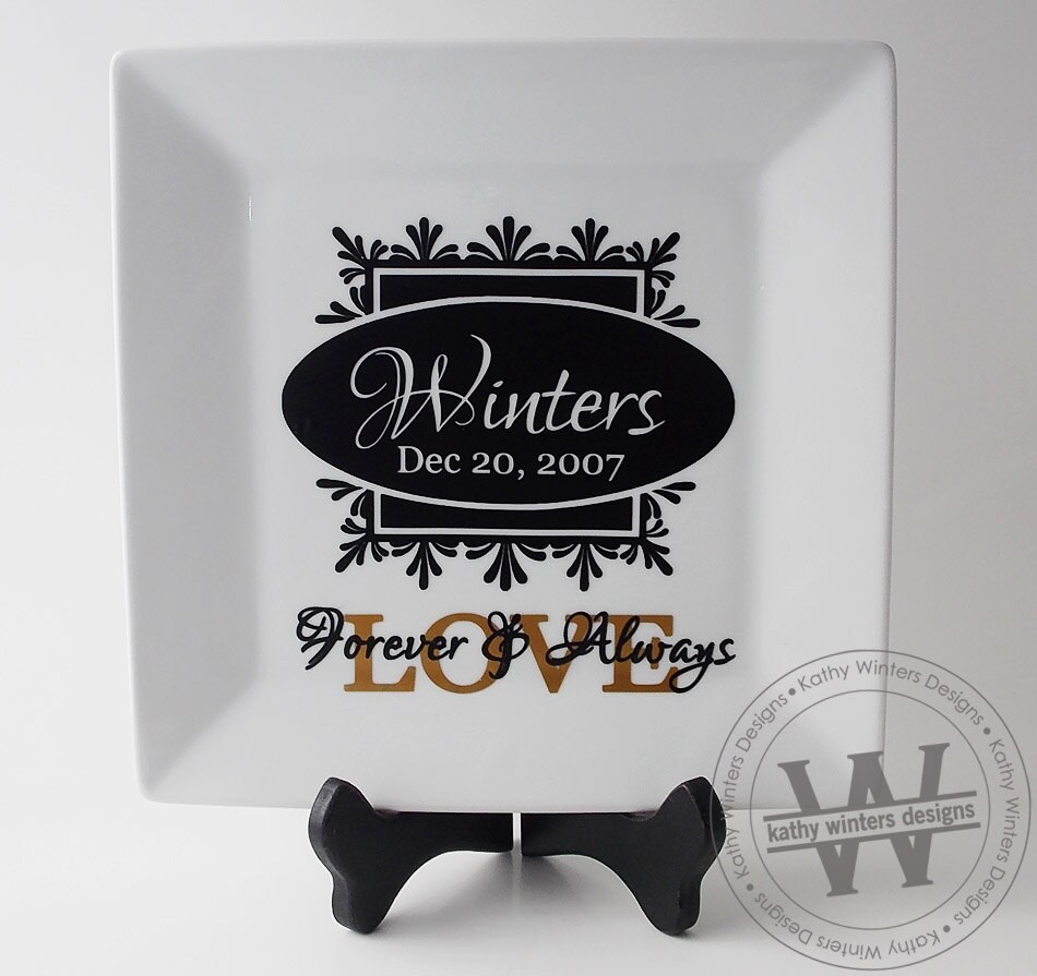 Personalized Vinyl Lettering Square Plate