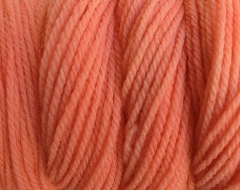 Melon Orange Worsted Weight Hand Dyed Merino Wool Yarn